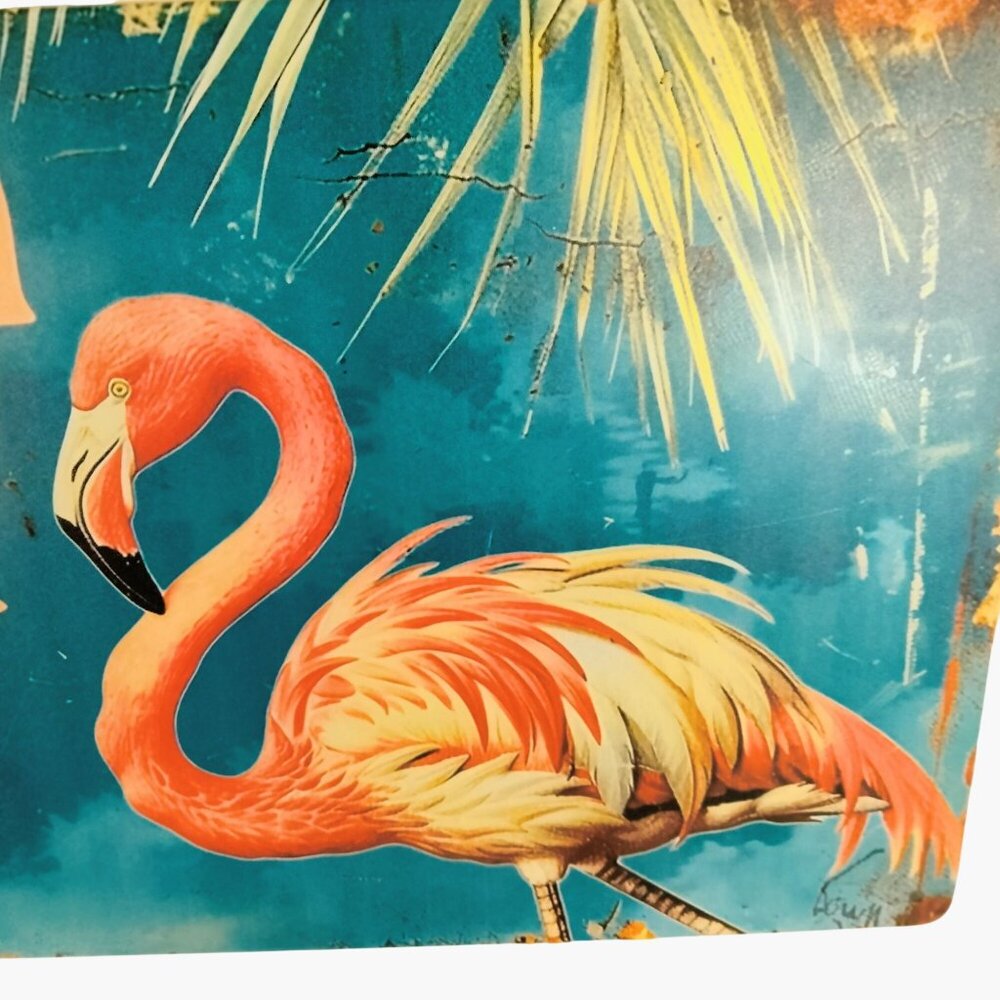 Calm The Flock Down Flamingo Metal Wall Sign 8x12 Inch Distressed Retro - Picture 7 of 7